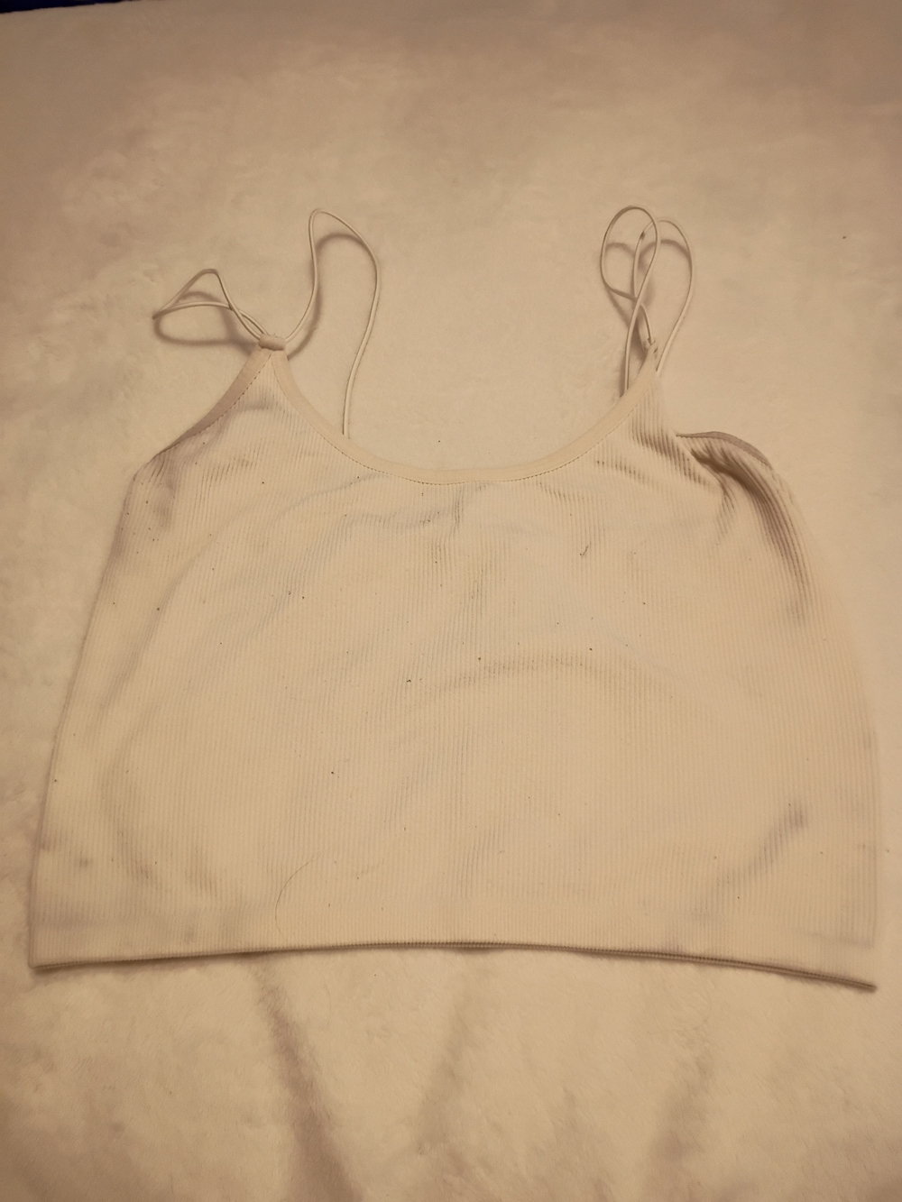 Bozzolo White Ribbed Spaghetti-Strap Crop Top